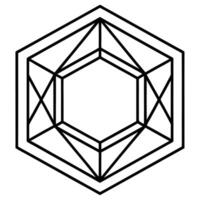 geometric hexagon, diamond shape, black and white, line art, symmetrical design, abstract logo, minimalist vector