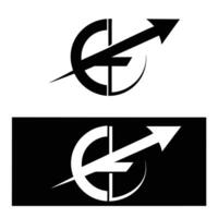 Logo design, minimalist, abstract symbol, circular shape, arrow, dynamic movement, black and white, vector