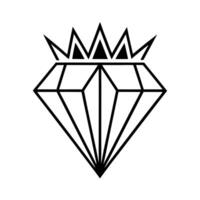 Black and white logo, diamond shape, geometric crown, simple line art, minimalist design, royal symbol, vector