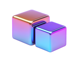 Two Glossy Overlapping Geometric Cubes with Iridescent Colors on a Transparent Background png