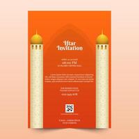 Ramadan iftar invitation template with beautiful pattern design and Ramadan decoration vector