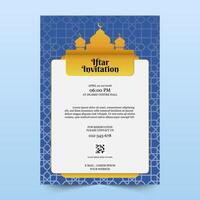 Ramadan iftar invitation template with beautiful pattern design and Ramadan decoration. modern template vector