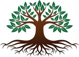 Tree with Roots Art Illustration Natural Design vector