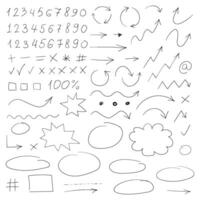 A set of doodles with arrows and numbers vector
