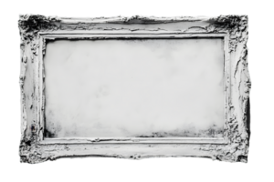 White Ornate Frame with Distressed Texture on Transparent Background png