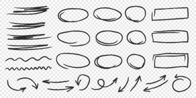 A set of different hand drawn scribbles vector