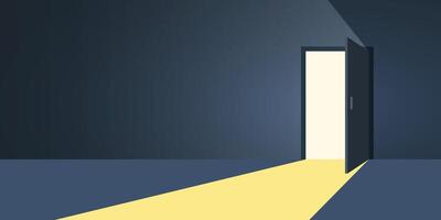 An open door leading to a bright light vector