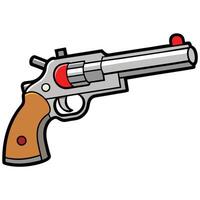 A cartoon gun with a red dot on the barrel vector