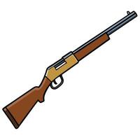 A gun with a wooden handle on a white background vector