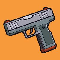 A gun on an orange background vector