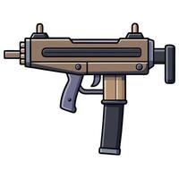 A gun with a black handle and a brown barrel vector
