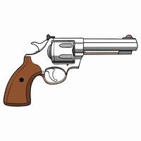 A revolver with a brown grip and a white background vector