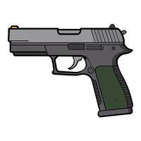 A gun with a green grip on a white background vector