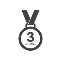 A bronze medal with the number three on it vector