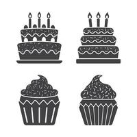 Four different types of cake icons on a white background vector