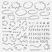 A set of various hand drawn scribbles and arrows vector