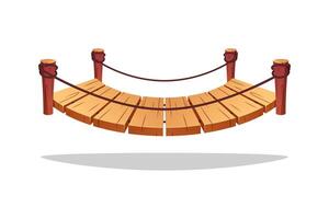 Simple wooden bridge isolated on white background vector