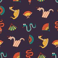 Seamless Pattern of Snake Animal Hand fan Background for Fashion Wrapping Print Fabric Surface vector