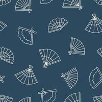 Outline Hand fan Seamless Pattern Background for Surface Print Fabric Fashion Wrapping vector