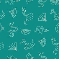 Outline Seamless Pattern of Snake Animal Hand fan Background for Fashion Wrapping Print Fabric Surface vector