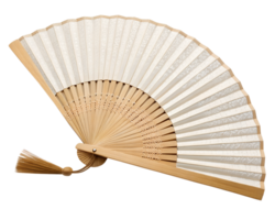 Bamboo hand fan with sturdy wooden handle, rustic style png