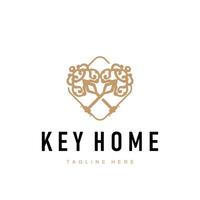 home security design with key logo concept with retro vintage model simple illustration of symbol template vector