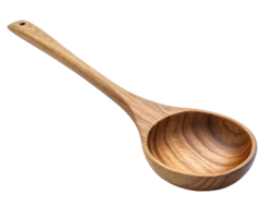 Wooden ladle with long handle for cooking on transparent background png