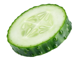 Green cucumber slice on transparent background, refreshing and crisp png