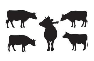 Brown dairy cows set illustrations in a neat composition vector