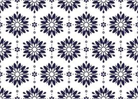 Seamless blue and white color ethnic fabric pattern with decorative symbol floral, design for cloth, carpet, batik, wallpaper, wrapping etc. vector