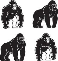 gorilla line art silhouette image vector