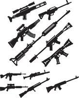 silhouette image of gun set vector