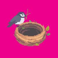 bird's nest pixel art, vector