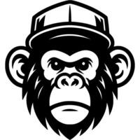 Tattoo of angry champagne in a baseball cap in monochrome. Street bully. Engraving minimalistic image in black ink drawing on transparent background vector