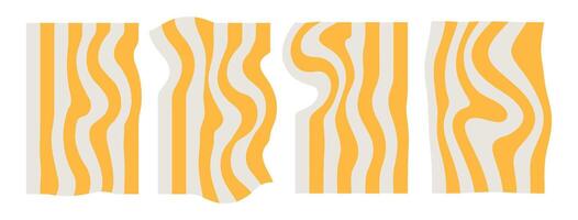 A collection of psychedelic wavy line patterns in a yellow of colors. Perfect for creating retro-inspired designs for posters, album covers, and merchandise vector
