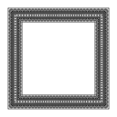 Oriental square frame with ethnic pattern. Border square frame with ornament pattern on white background. For square surfaces, household utensils, ceramics, embroidery, sandblasting, laser cutting