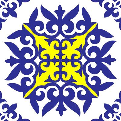 Portuguese tile azulejo. Moroccan tile mosaic. Talavera pattern. Spanish porcelain. Turkish ornament. Ceramic tableware. Spanish pottery. Ethnic Mediterranean seamless wallpaper for print, cards