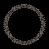 Gold round frame with oriental pattern for design in Eastern style. Ethnic pattern of the Kazakh, Mongols, Kyrgyz, Kalmyks, Buryats. For round surfaces, household utensils, textiles, embroidery. EPS vector