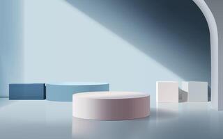 Minimalist Abstract 3D Geometric Podium with Soft Lighting vector