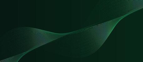 Dark Green Abstract Wave Background with Curved Lines vector