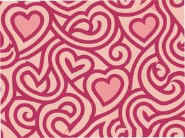 Curved lines forming abstract hearts graphic design soft colors digital art seamless pattern love concept vector