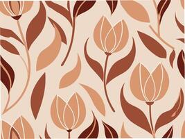 Elegant abstract tulip outline pattern minimalist design seamless textiles earthy tones nature aesthetic artistic expression vector
