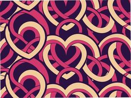 Seamless elegant patterns of overlapping heart rings graphic design digital art modern aesthetic close-up view vector