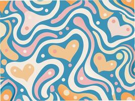 Playful wavy lines with hearts abstract pattern design digital artwork colorful environment seamless texture concept vector