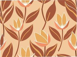 Elegant abstract tulip outline pattern seamless design minimalist style warm tones floral art vector