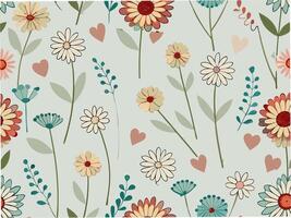 Floral heart patterns studio seamless texture creative design top-down view nature inspired art vector
