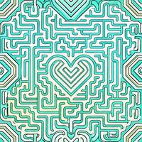 Intricate heart maze pattern abstract art digital design minimalist aesthetic top view modern concept vector