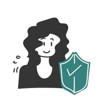 a woman with a shield and a check mark vector