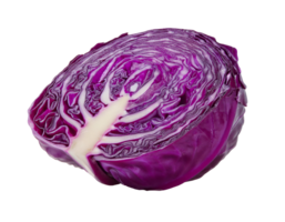 fresh half-cut purple cabbage on isolated background, vibrant red cabbage vegetable with intricate layers, organic healthy food rich in antioxidants and vitamins png