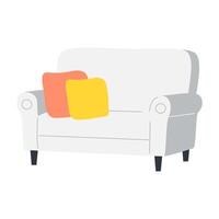 Modern Armchair with Colorful Pillows Isolated on White Background, Furniture Design, Comfortable Seating, Home Decor, Interior Design Element vector